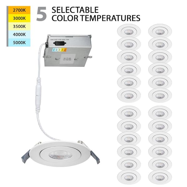 WAC LIMITED 6 in. Round Adjustable Tunable CCT New Construction/Remodel Canless White Integrated LED Recessed Light Kit 24 Pack