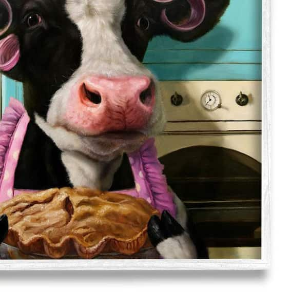 The Stupell Home Decor Collection Glamorous Farm Cow Baking Pie Hair  Rollers by Lucia Heffernan Framed Animal Art Print 24 in. x 24 in.  al-862_wfr_24x24 - The Home Depot