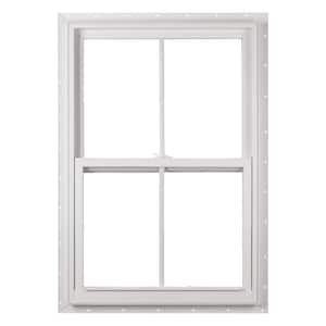 23.375 in. x 35.25 in. 50 Series Low-E Argon SC Glass Single Hung White Vinyl Fin Window with Grids, Screen Incl