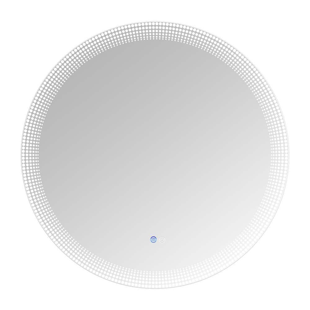 30 in. W x 30 in. H Small Round Frameless Memory LED Wall-Mounted Bathroom 