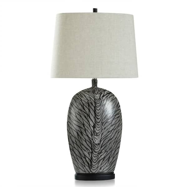 StyleCraft Obsidian Silver 37 in. Obsidian Silver/Cream Table Lamp ...