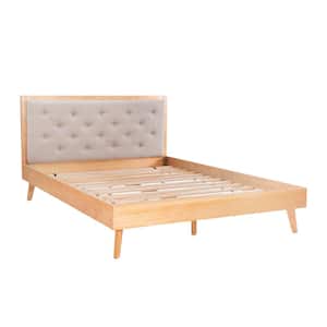 Ames Mid Century Natural Brown wood Frame Queen Platform Bed