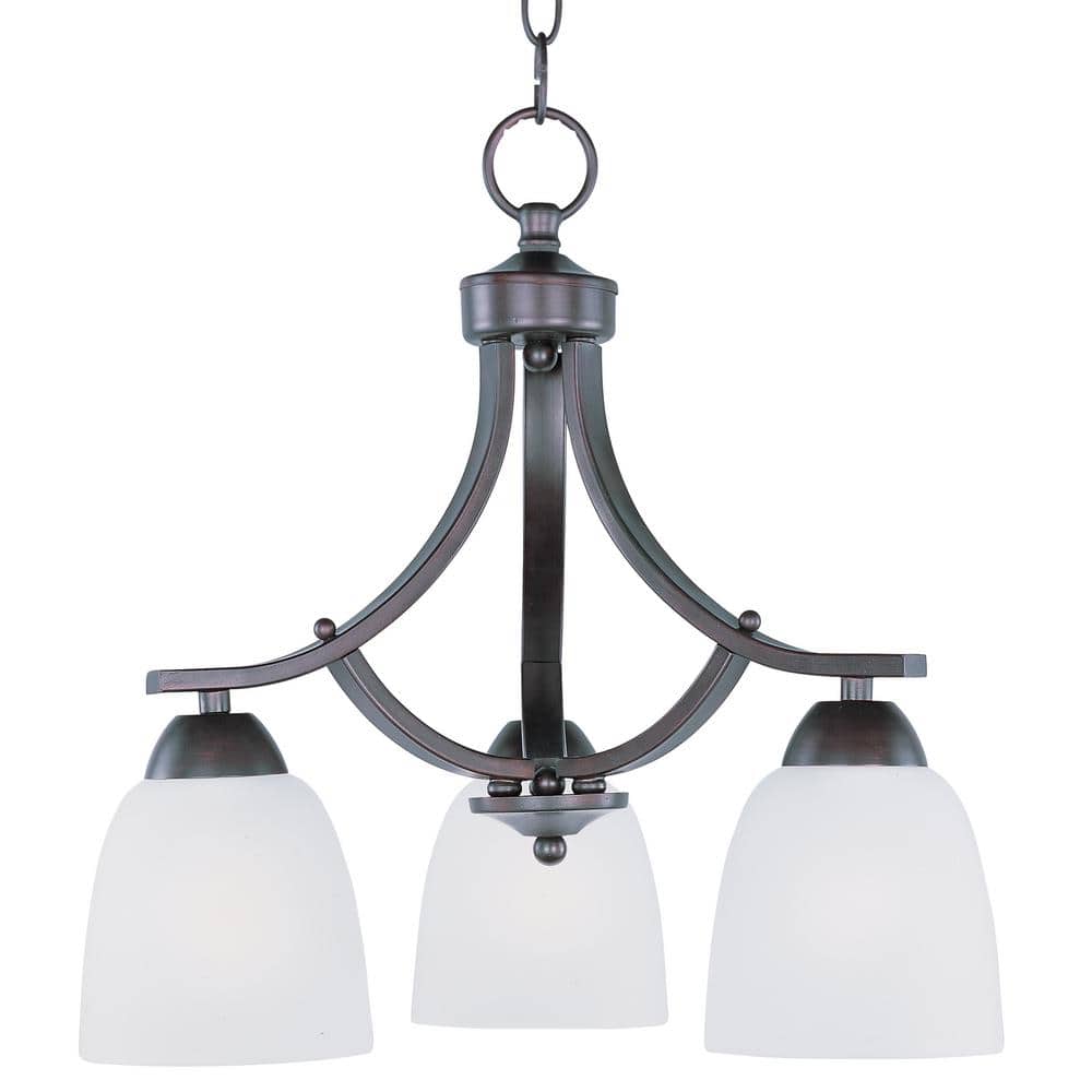 Oil Rubbed Bronze Mini 3-Light Chandelier with Frosted Glass Shades