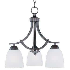 Axis 3-Light Oil Rubbed Bronze Chandelier with Frosted Shade