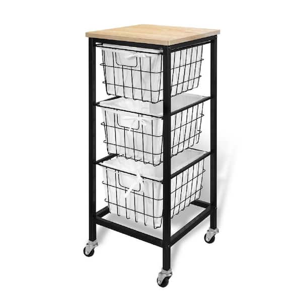 Unbranded 3 Drawer Wire Storage Cart- Natural