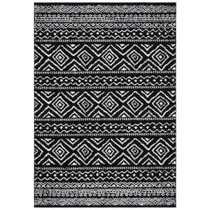 Tulum Black/Ivory 6 ft. x 9 ft. Striped Geometric Diamonds Area Rug