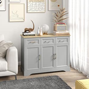 Gray Wood 39.75 in. Sideboard with Adjustable Shelves