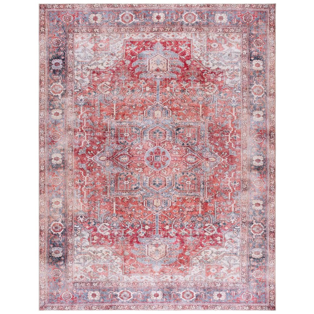 SAFAVIEH Vintage Serapi Red Orange/Gray 9 ft. x 12 ft. Machine Washable ...
