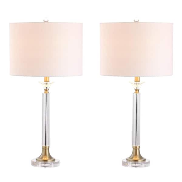 Mark 28 in. Clear/Brass Gold Crystal/Metal LED Table Lamp (Set of 2)