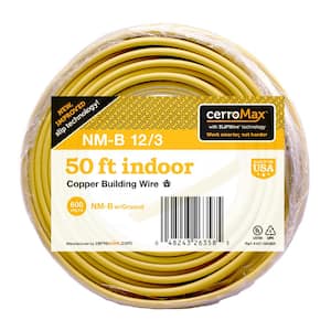 50 ft. 12/3 Yellow Solid CerroMax SLiPWire Copper NM-B Wire