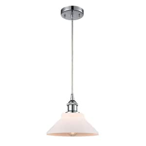 Orwell 60-Watt 1 Light Polished Chrome Shaded Mini Pendant Light with Frosted Glass Shade