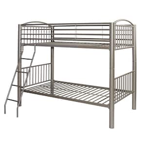 Janvier Pewter Powder Coated Heavy Metal Twin Over Twin Bunk Bed