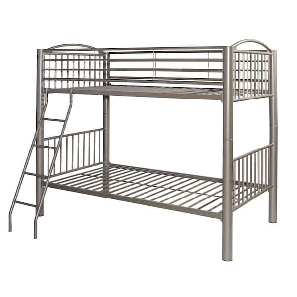 Powell Company Janvier Pewter Powder Coated Heavy Metal Twin Over Twin Bunk Bed