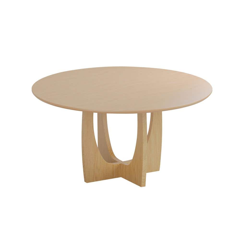 Dovelina 59 in. Oak Wood Natural Color Column Pedestal Arch Cross-Leg ...