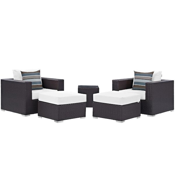MODWAY Convene 5-Piece Outdoor Patio Sectional Set in Espresso White