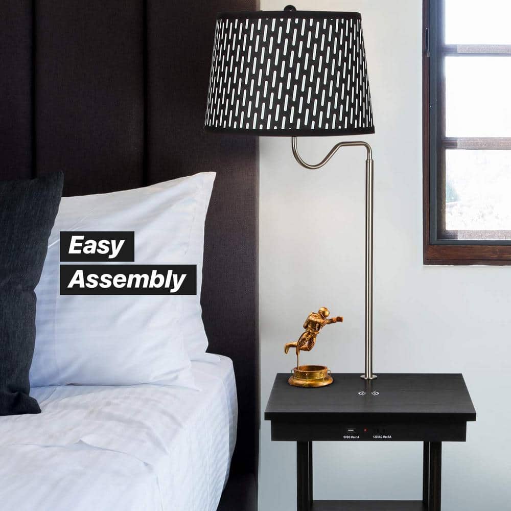 Black Adjustable LED Lamp with Wireless Charging Pad