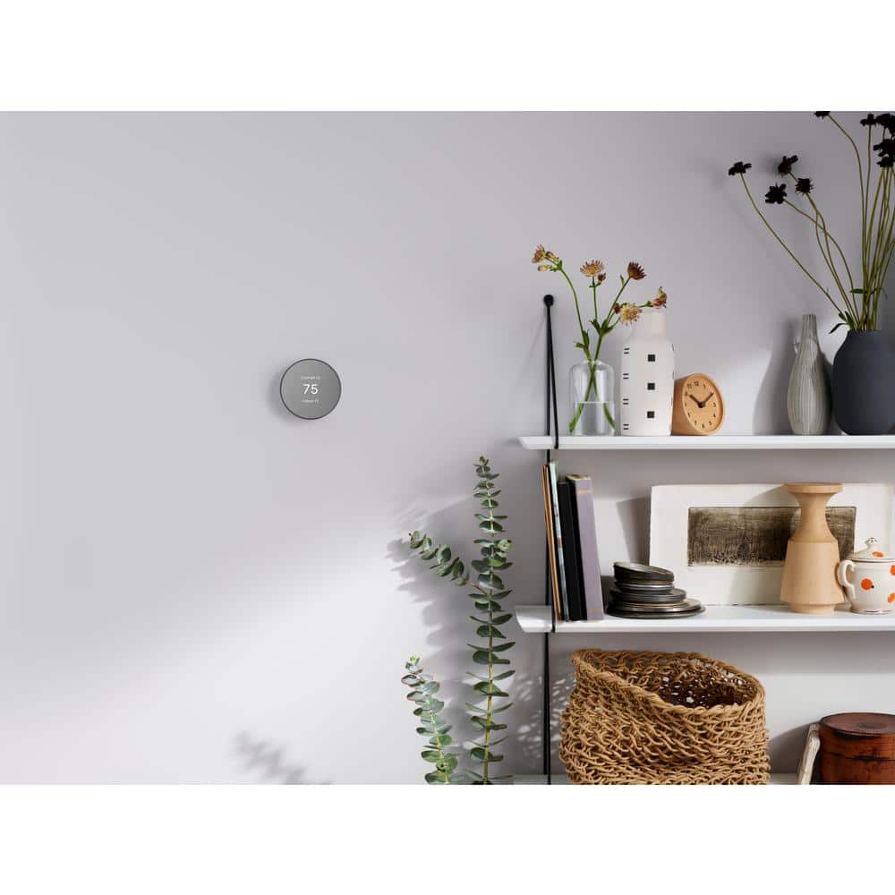 Charcoal Round Smart Programmable Thermostat with Remote Control