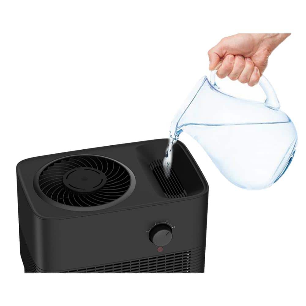 Black 1-Gallon Evaporative Tabletop Humidifier with Automatic Shutoff