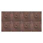Hammered Copper Oil Rubbed Bronze 4 in. x 4 in. Decorative Wall Tile with Rooster Design (8-Pack)