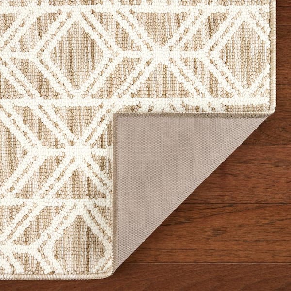 Town & Country Living Everyday Walker Modern Diamond Beige 24 in. x 72 in. Machine Washable Runner Kitchen Mat