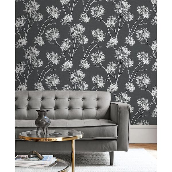 56 sq. ft. Charcoal 1 Clock Preposed Paper Wallpaper Roll