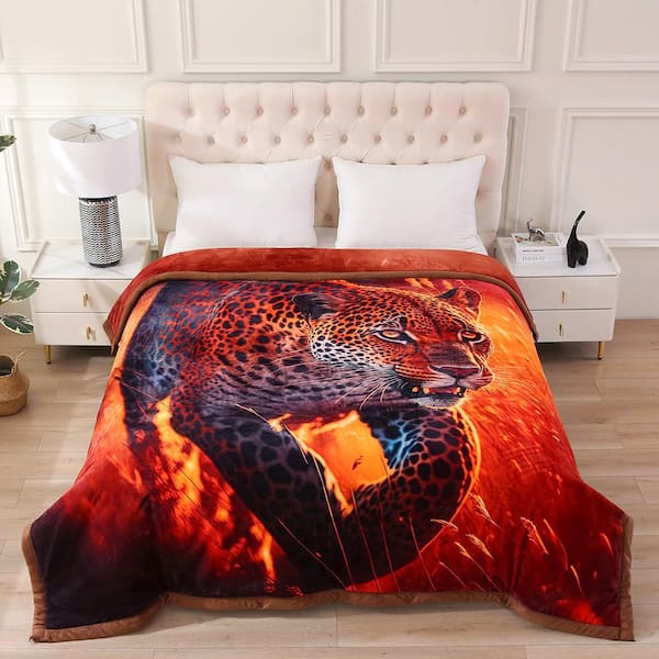 JML Leopard 3-Ply Reversible Polyester Fleece Blanket for Winter