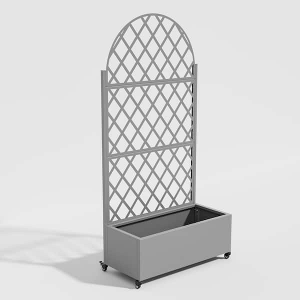 72 in. H x 35 in. W Gray Metal Arch Wall Planter Box with Trellis for Climbing Plants