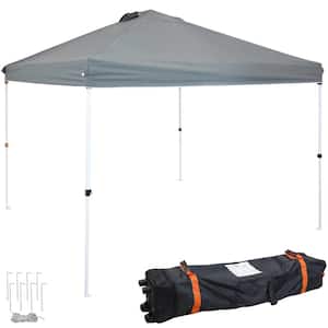 12 ft. x 12 ft. Gray Premium Pop-Up Canopy with Rolling Carry Bag