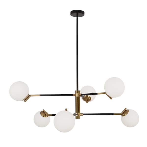 6-Light Black and Gold Sputnik Chandelier Fixture