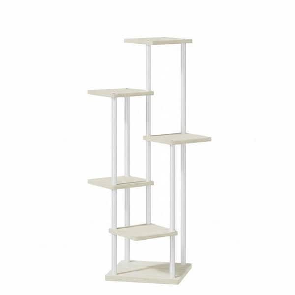 6-Tier White Wood Plant Stand with Tiered Shelves (11.8 in. H W x