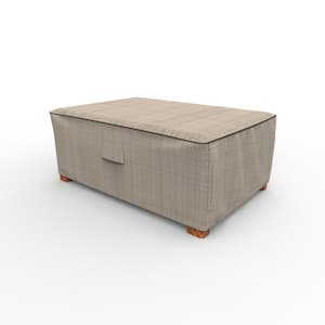 English Garden 18 in. H x 33 in. W x 25 in. L Tan Tweed Outdoor Ottoman Cover