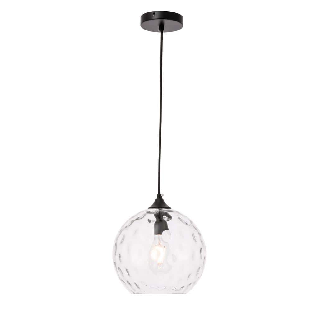 Timeless Home Calvin 9.8 in. W x 8.8 in. H 1-Light Black Pendant with Clear