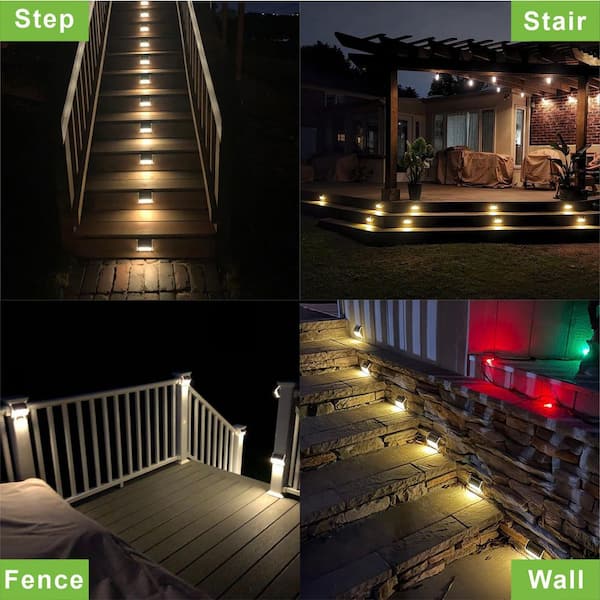 Solar Lights for Outdoor Steps, Decks, Pathways, Yard, Stairs, Fences, Black Metal Housing-6 Pack