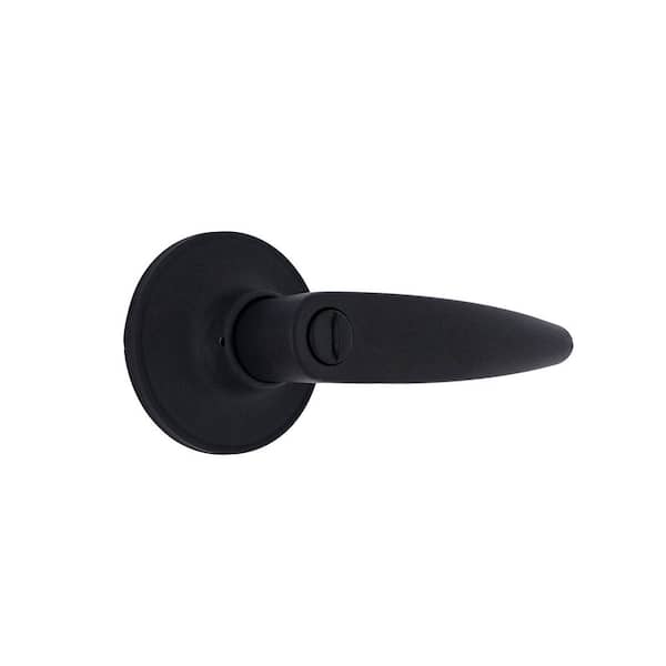 Straight Matte Black Bed/Bath Door Lever