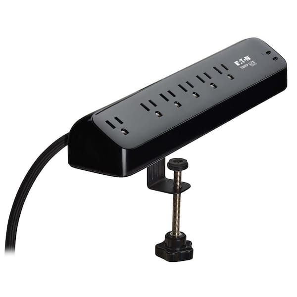 Protect It 10 ft. 6-Outlet 2 USB-A-Ports Desk Clamp Surge Protector Power Strip with Braided Cord