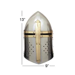 Silver Metal Replica Medieval Knight Crusader Helmet