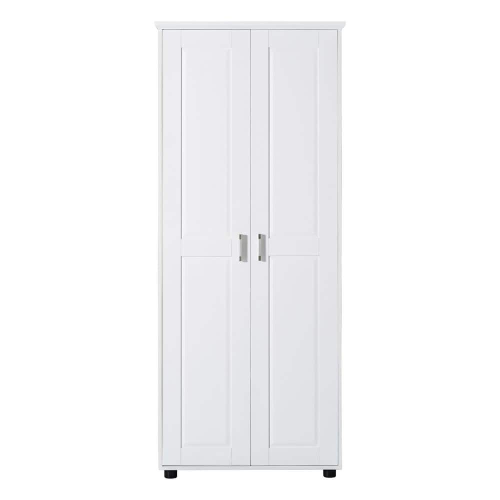 29.25 in. W x 14.6 in. D x 71.25 in. H White Linen Cabinet with 2 Doors and