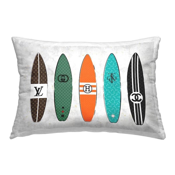 Designer Brand Surfboards Multi-Color Abstract Polyester 14 in. x 20 in. Throw Pillow