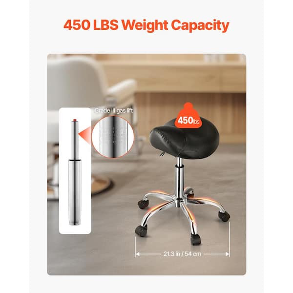 VEVOR Saddle Stool with Wheels, 450 Capacity Rolling Stool