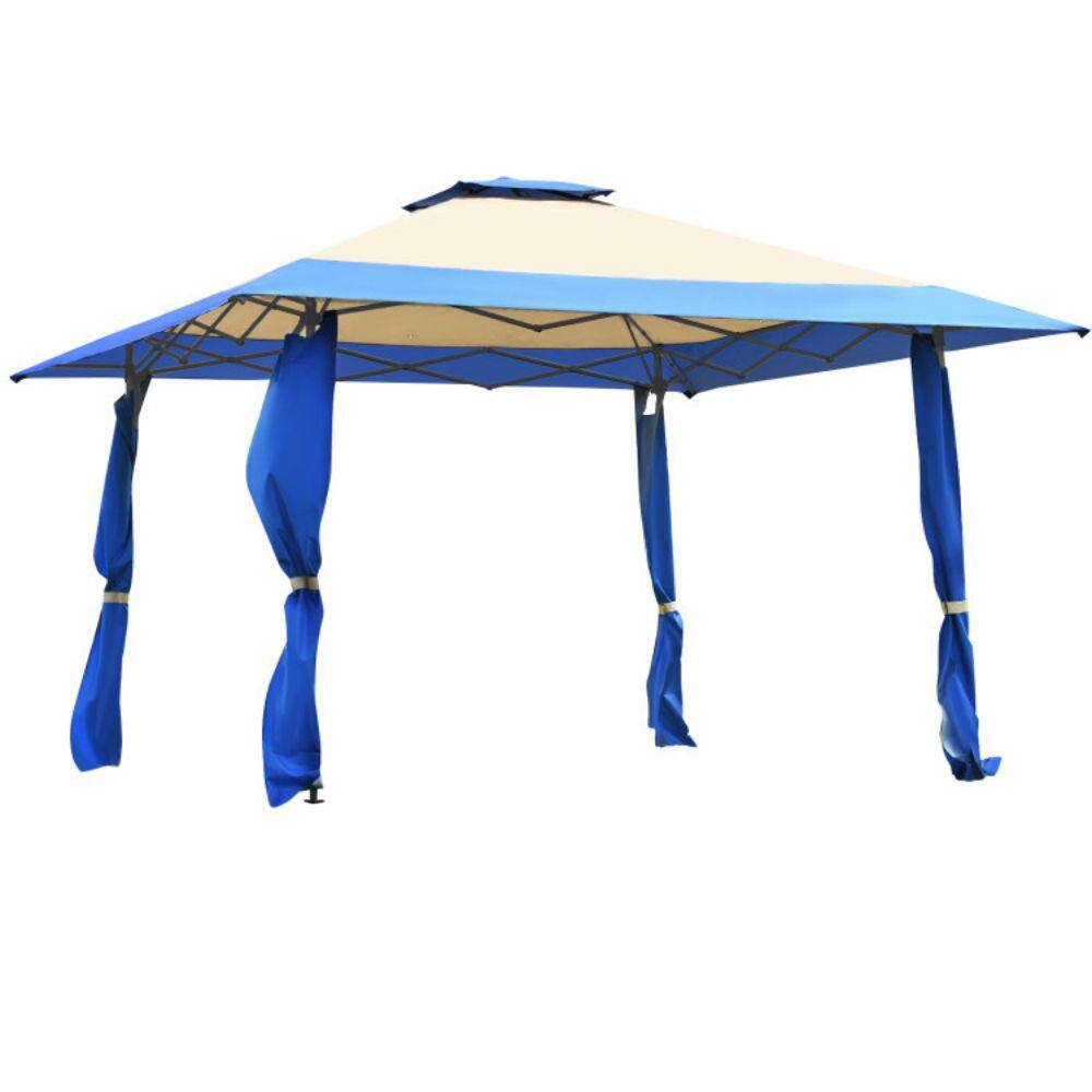13 ft. x 13 ft. Pop Up Gazebo Tent Double-Tier Roof Canopy Tent in Blue with Carry Bag for Patio Garden price history on PriceWatchPro