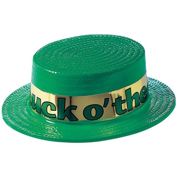 Amscan Green and Gold Plastic Irish St. Patrick's Day Skimmer Hat (6-Pack)