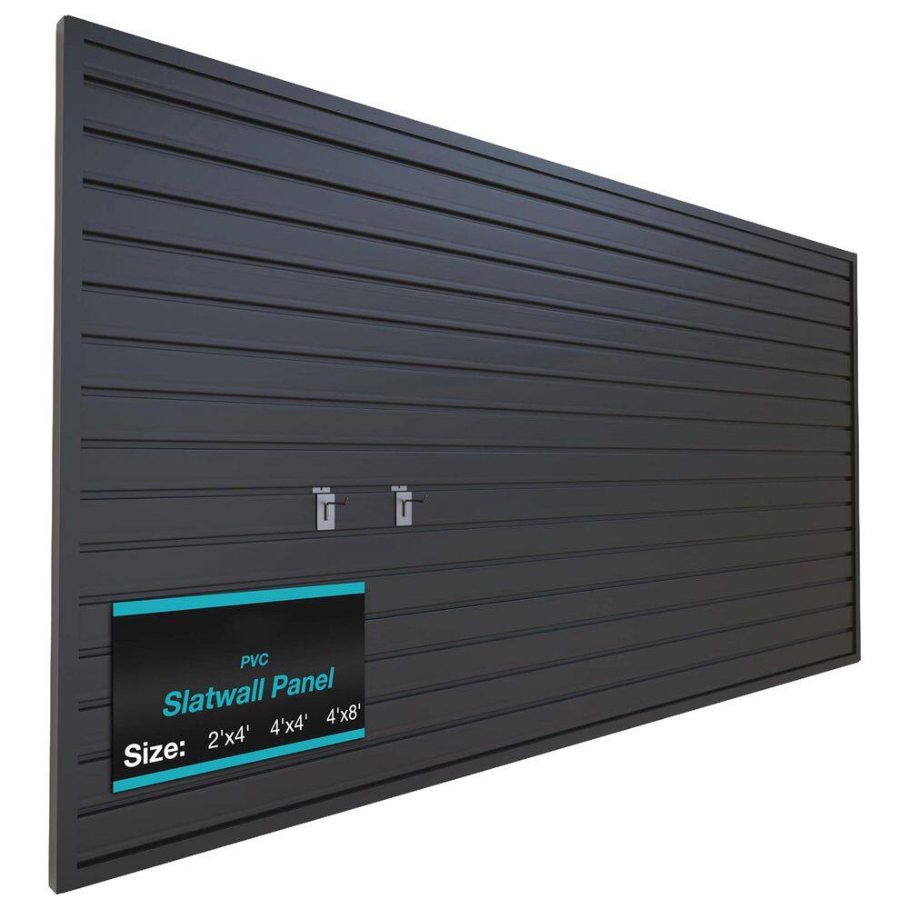 4 x 8ft Black PVC Heavy Duty Slatwall Wall Rack with Waterproof Fire-Resistant Finish for Garage Storage Organizer price history on PriceWatchPro