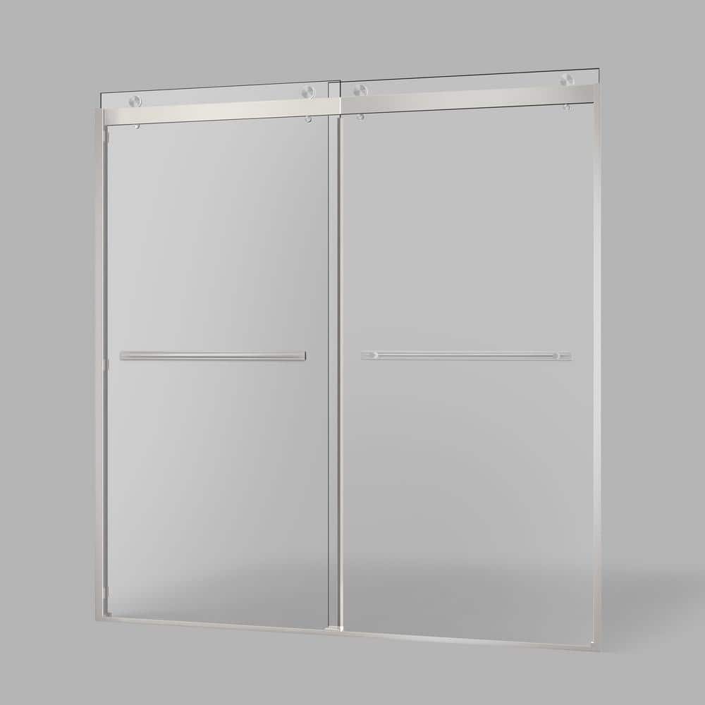48" x 74" Chrome Frameless Double Sliding Shower Door