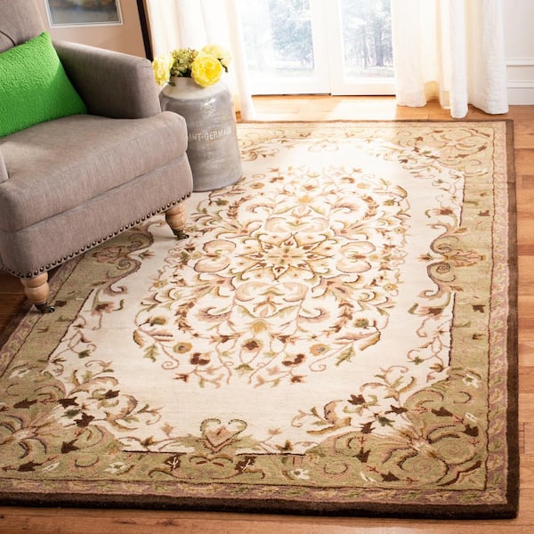 Heritage Beige/Green 8 ft. x 10 ft. Border Area Rug
