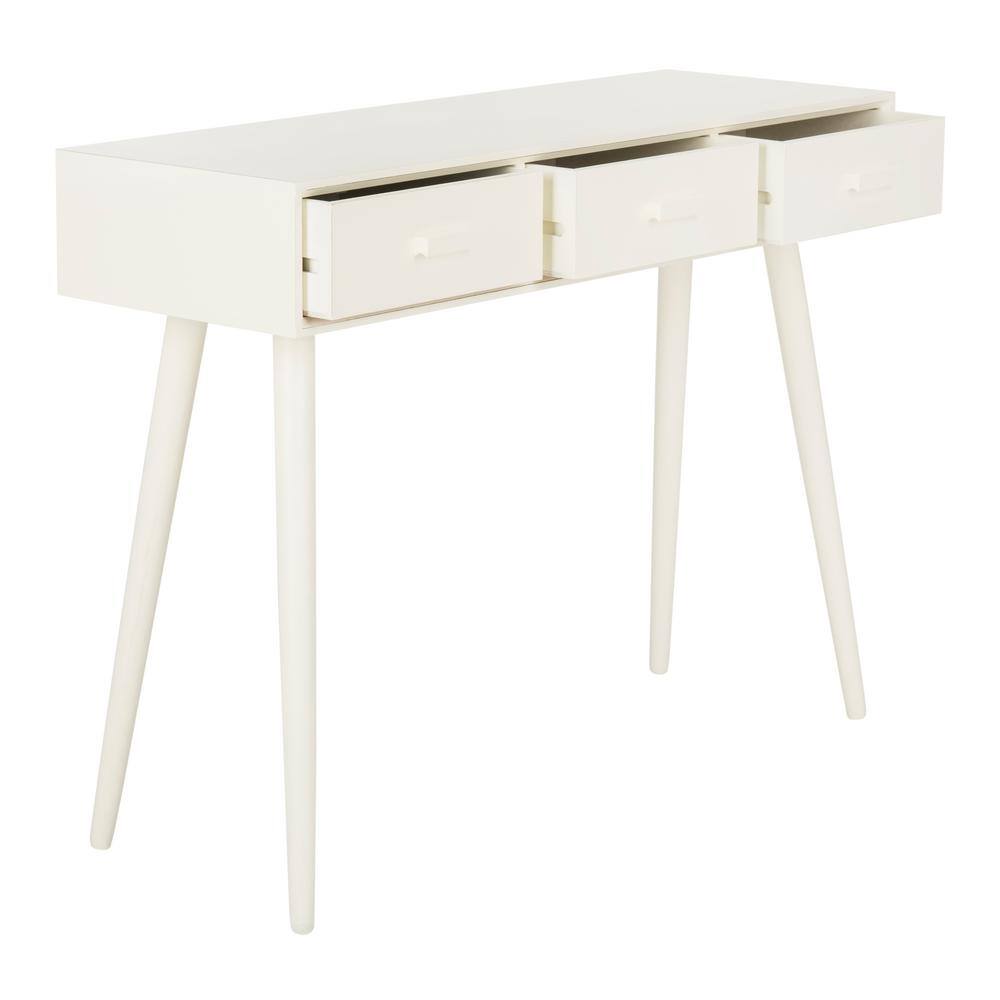Elegant Transitional White Mirrored 3-Drawer Console Table