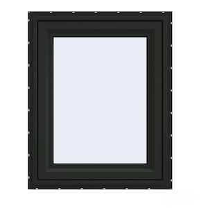 30 in. x 36 in. V-4500 Series Bronze FiniShield Vinyl Left-Handed Casement Window with Fiberglass Mesh Screen