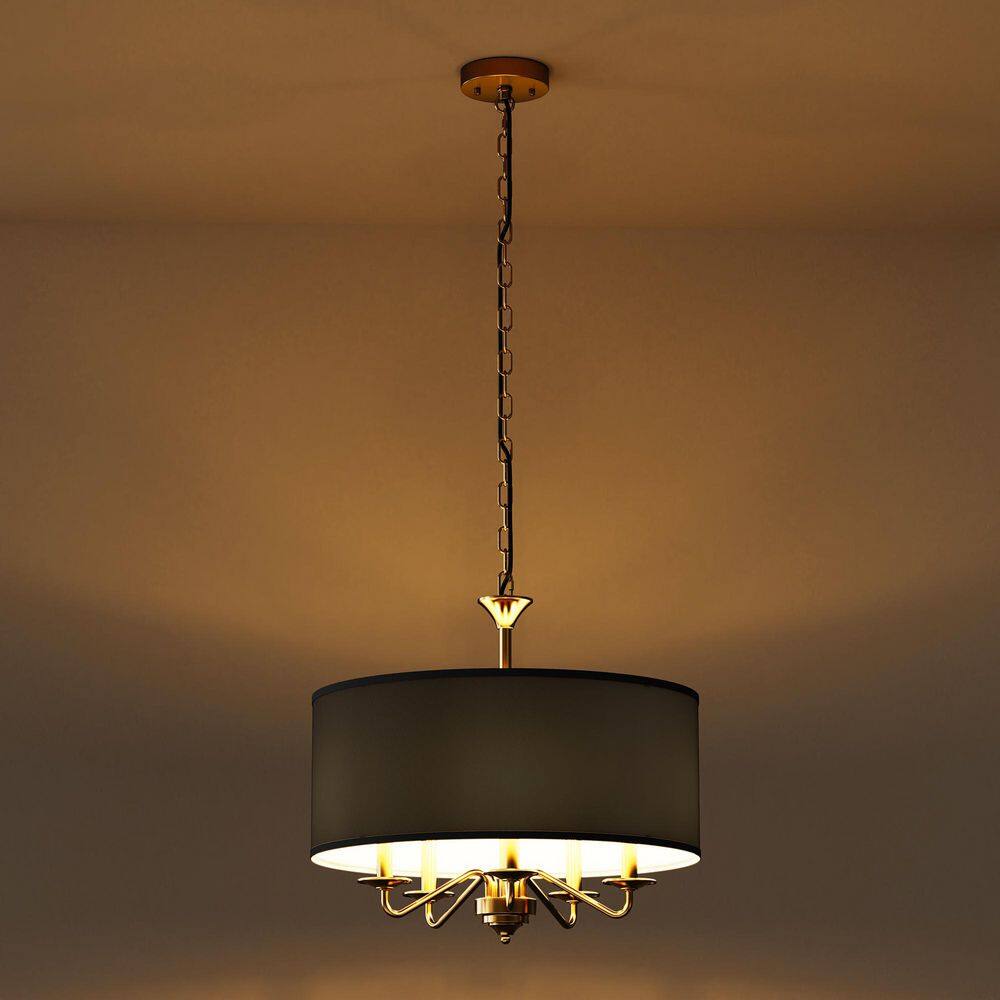 20 in. 5-Light Gold Empire Chandelier with Fabric Shades for Home Lighting price history on PriceWatchPro