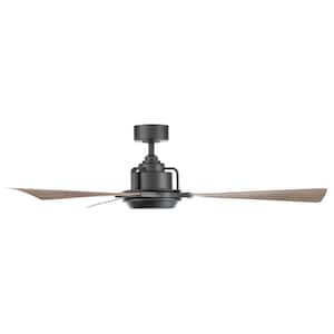 Osprey 56 in. 3000K Integrated LED Indoor/Outdoor Matte Black Barn Wood Smart Ceiling Fan with Light Kit and Remote