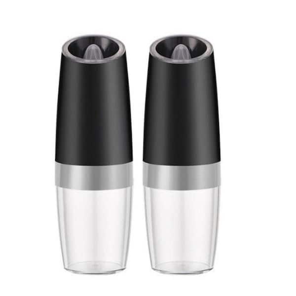 Electric Pepper andSalt Grinder Set with Adjustable Coarseness and LED Light in Stainless Steen Black