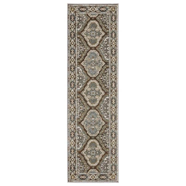 2 ft. x 8 ft. Gray Oriental Washable Area Rug